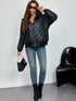 Große schwarze Steppjacke für Damen – warme Jacke mit Kapuze